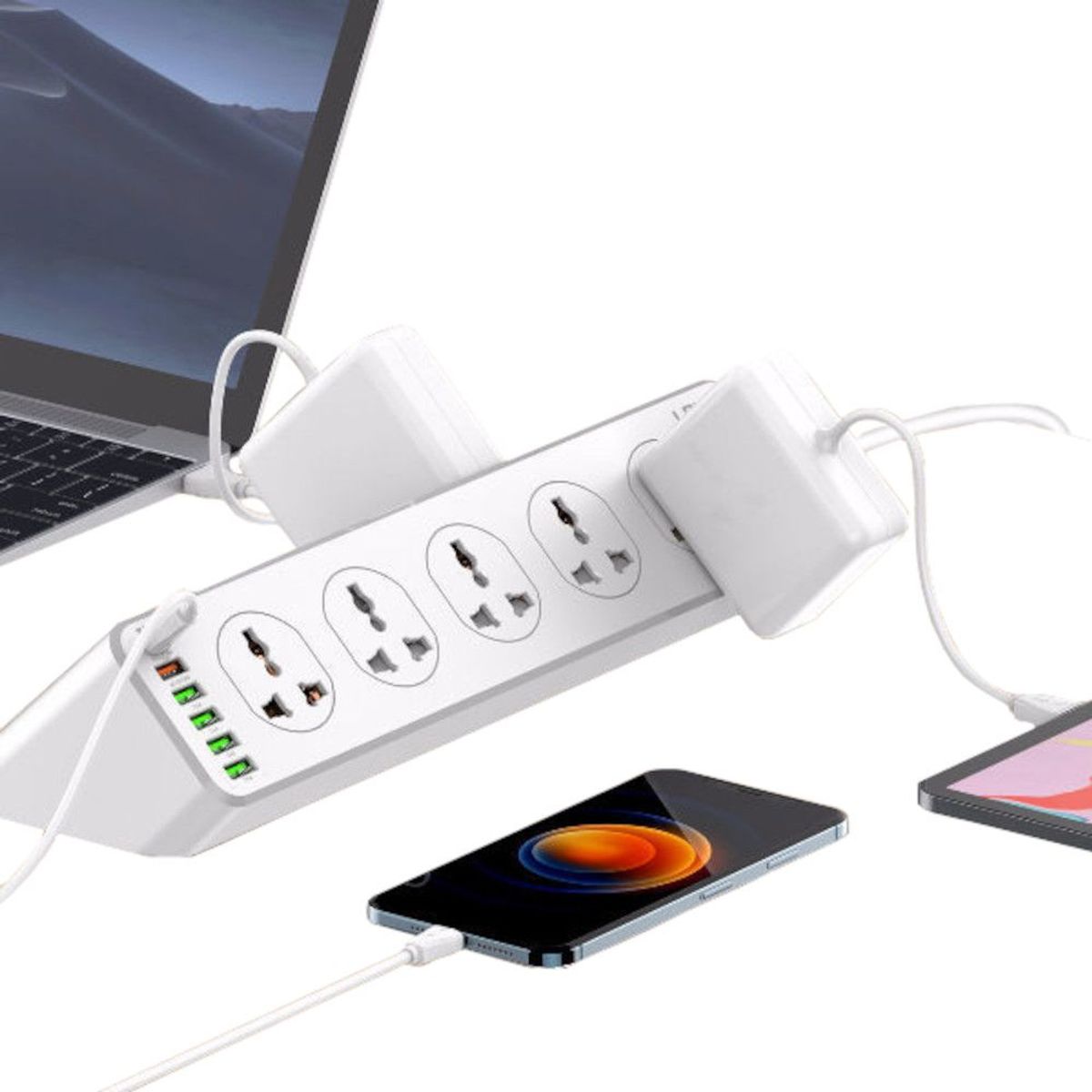 LDNIO - Supresor De Picos Extensión SC10610 LDNIO 10 Tomas 5 USB-A 1 USB-C