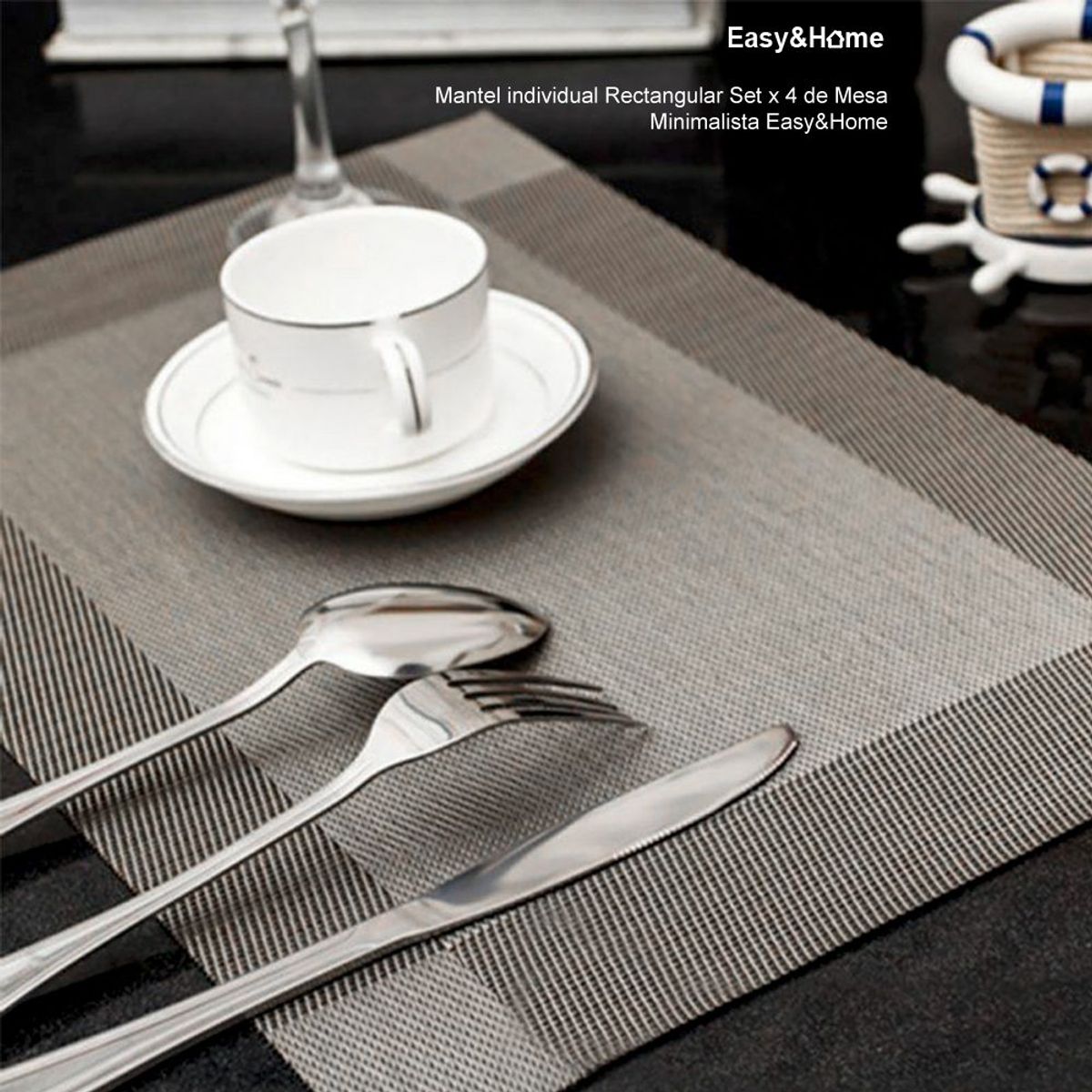 EASY&HOME - Mantel Individual Rectangular Set x 4 Easy&Home Gris
