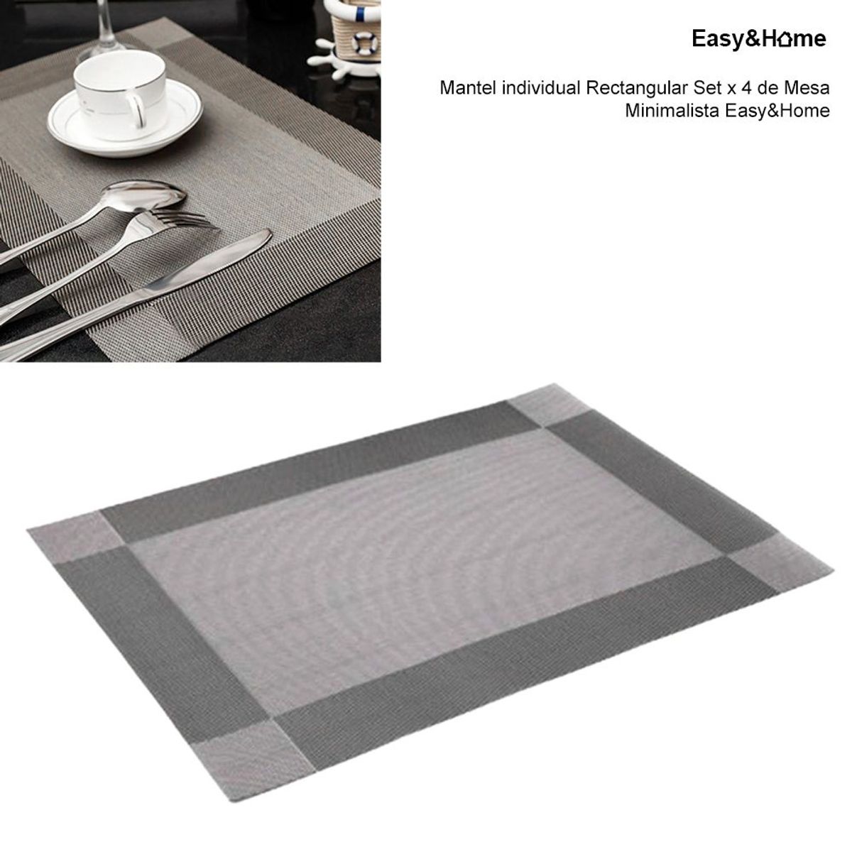 EASY&HOME - Mantel Individual Rectangular Set x 4 Easy&Home Gris