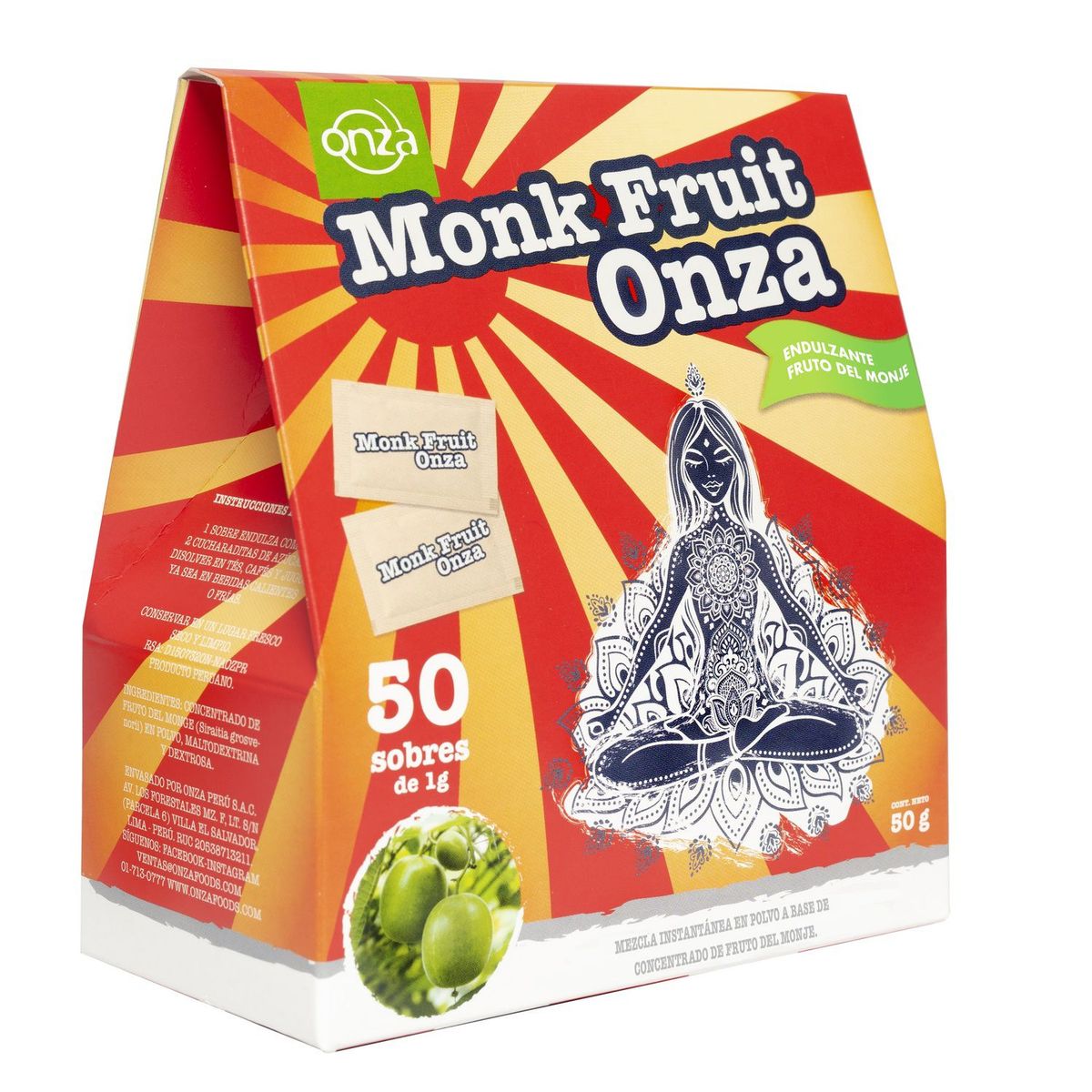 ONZA - Monk Fruit polvo Onza caja x 50 sobres