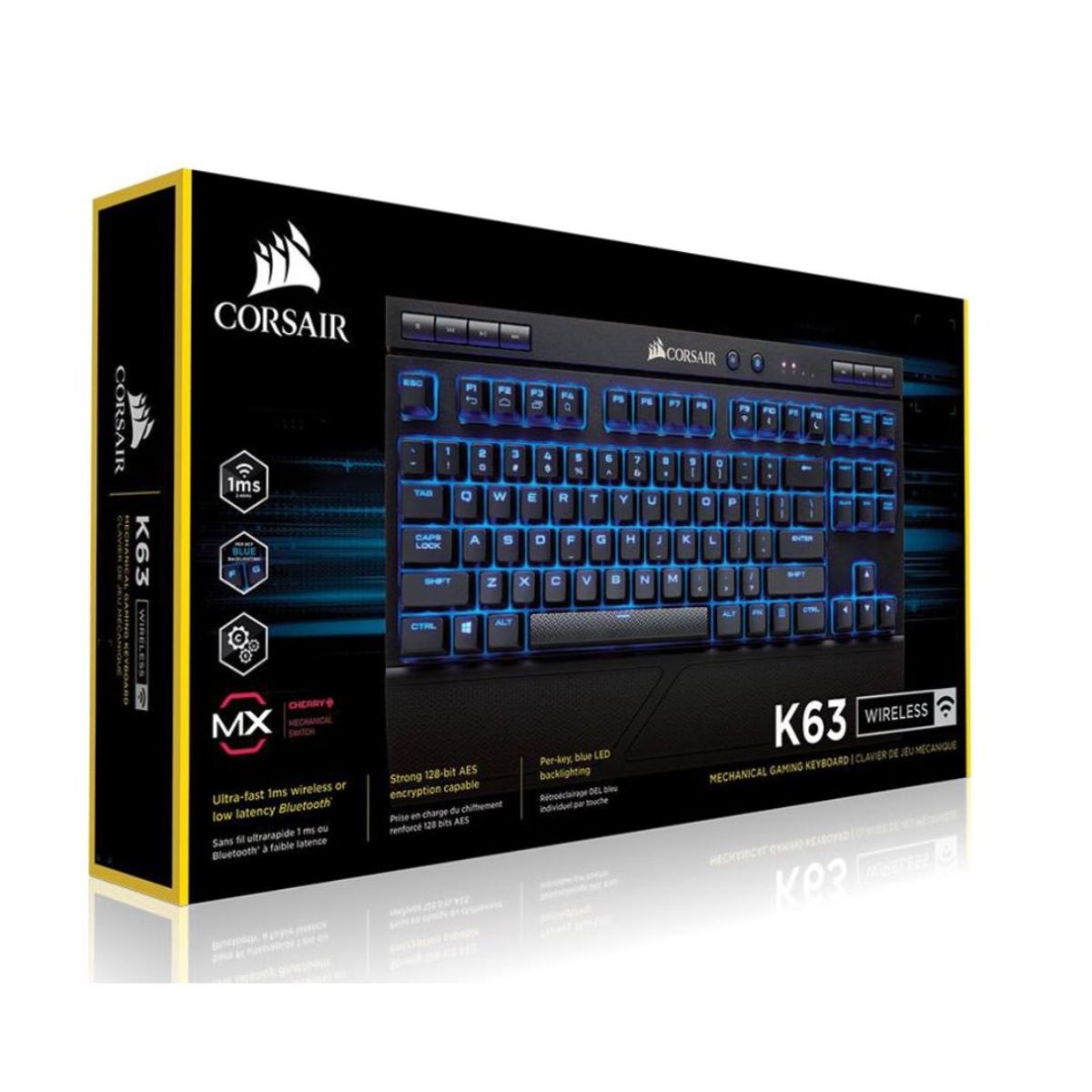 CORSAIR - TECLADO MECANICO CORSAIR K63 WIRELESS MX RED