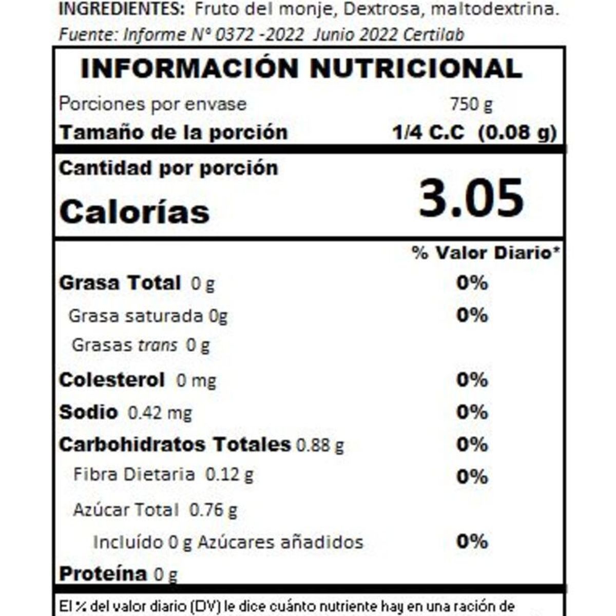 ONZA - Monk Fruit polvo Onza pote 60g