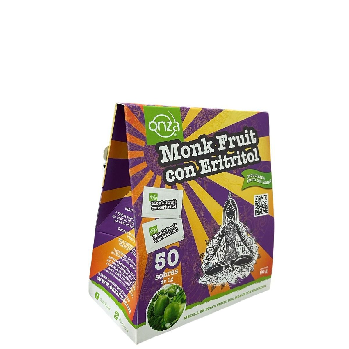 ONZA - Monk Fruit con Eritritol polvo Onza caja x 50 sobres