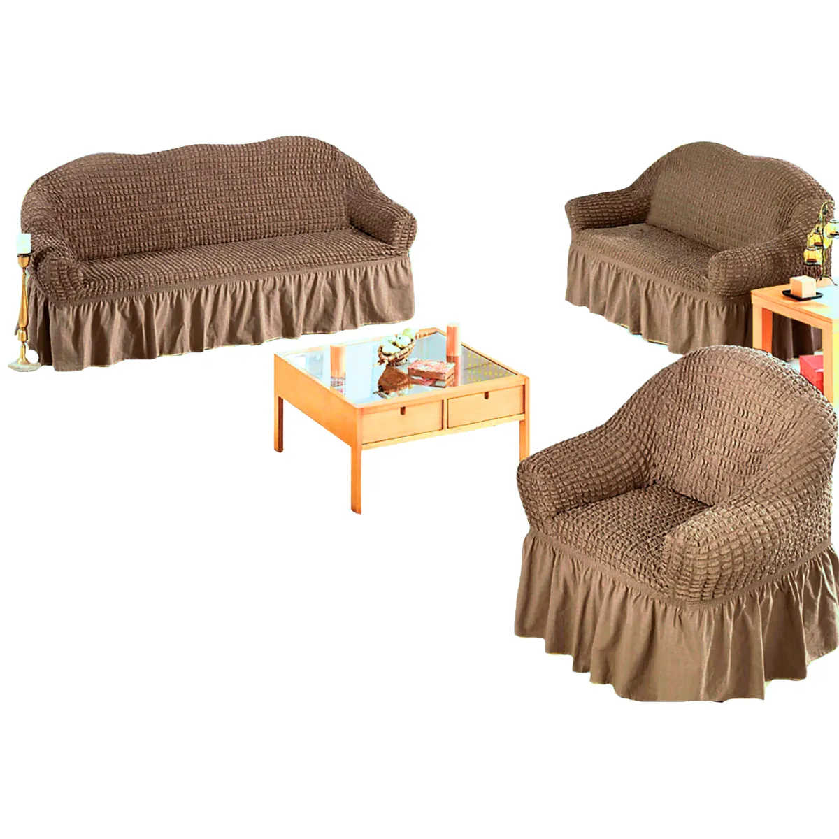 SALA FABULOSA - Funda de mueble spandex burbuja 3-2-1 Sala fabulosa - Color Beige