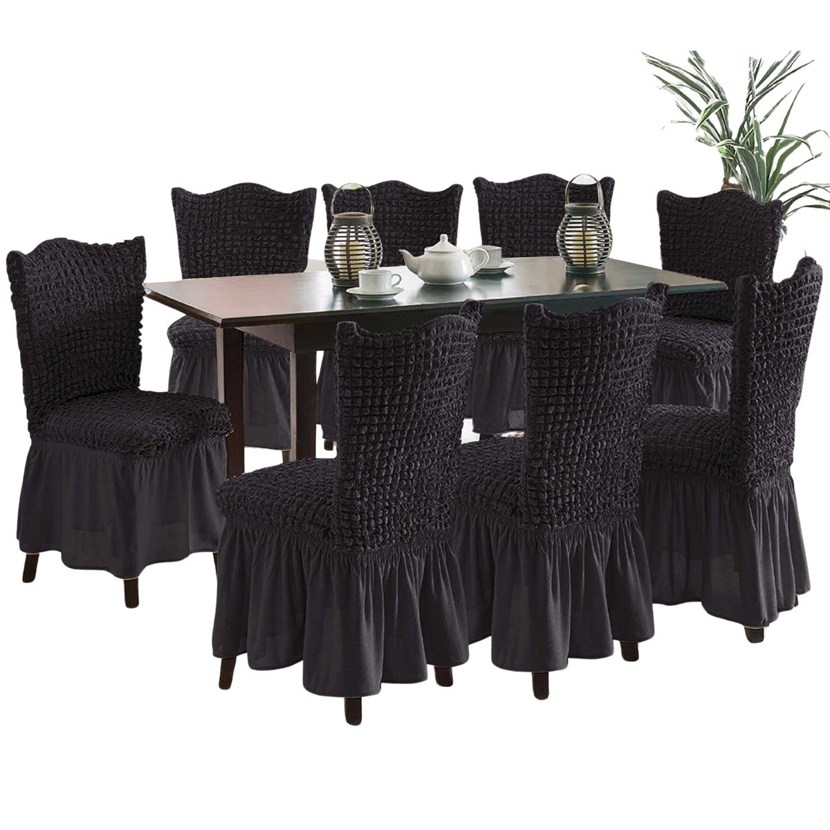 SALA FABULOSA - Funda de silla spandex burbuja 8 piezas Sala fabulosa - Color Negro