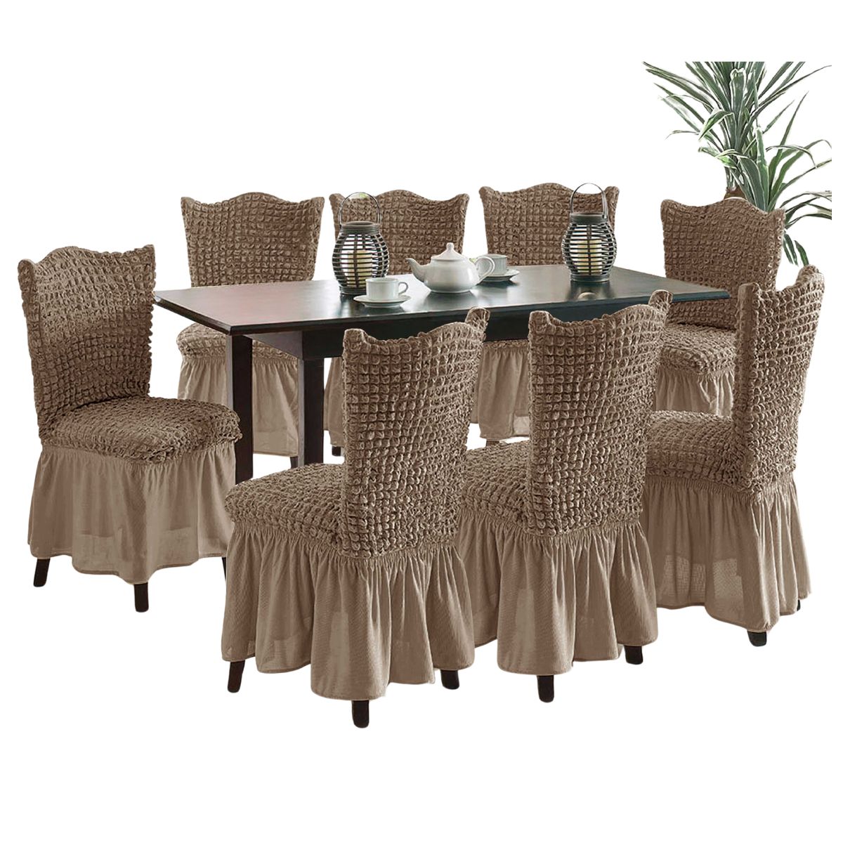 SALA FABULOSA - Funda de silla spandex burbuja 8 piezas Sala fabulosa - BEIGE ELEGANT