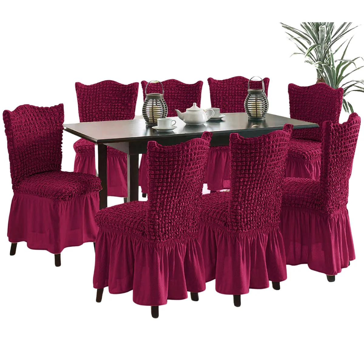 SALA FABULOSA - Funda de silla spandex burbuja 8 piezas Sala fabulosa - Color guinda