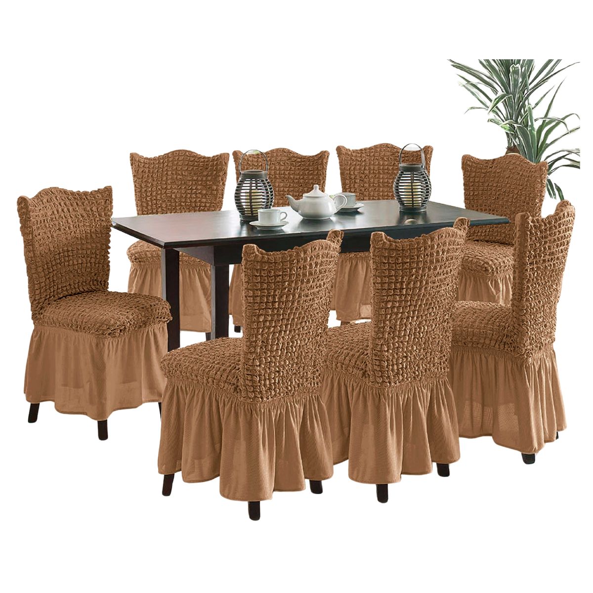 SALA FABULOSA - Funda de silla spandex burbuja 8 piezas Sala fabulosa - Color camel