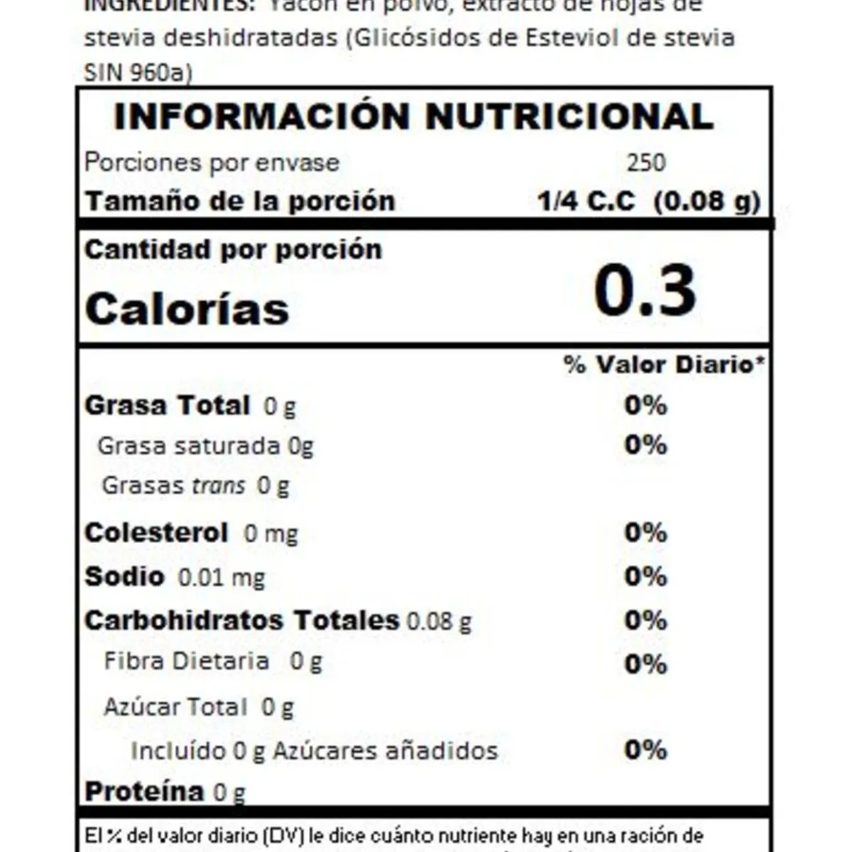 ONZA - Stevia con Yacón en polvo Onza pote 20g
