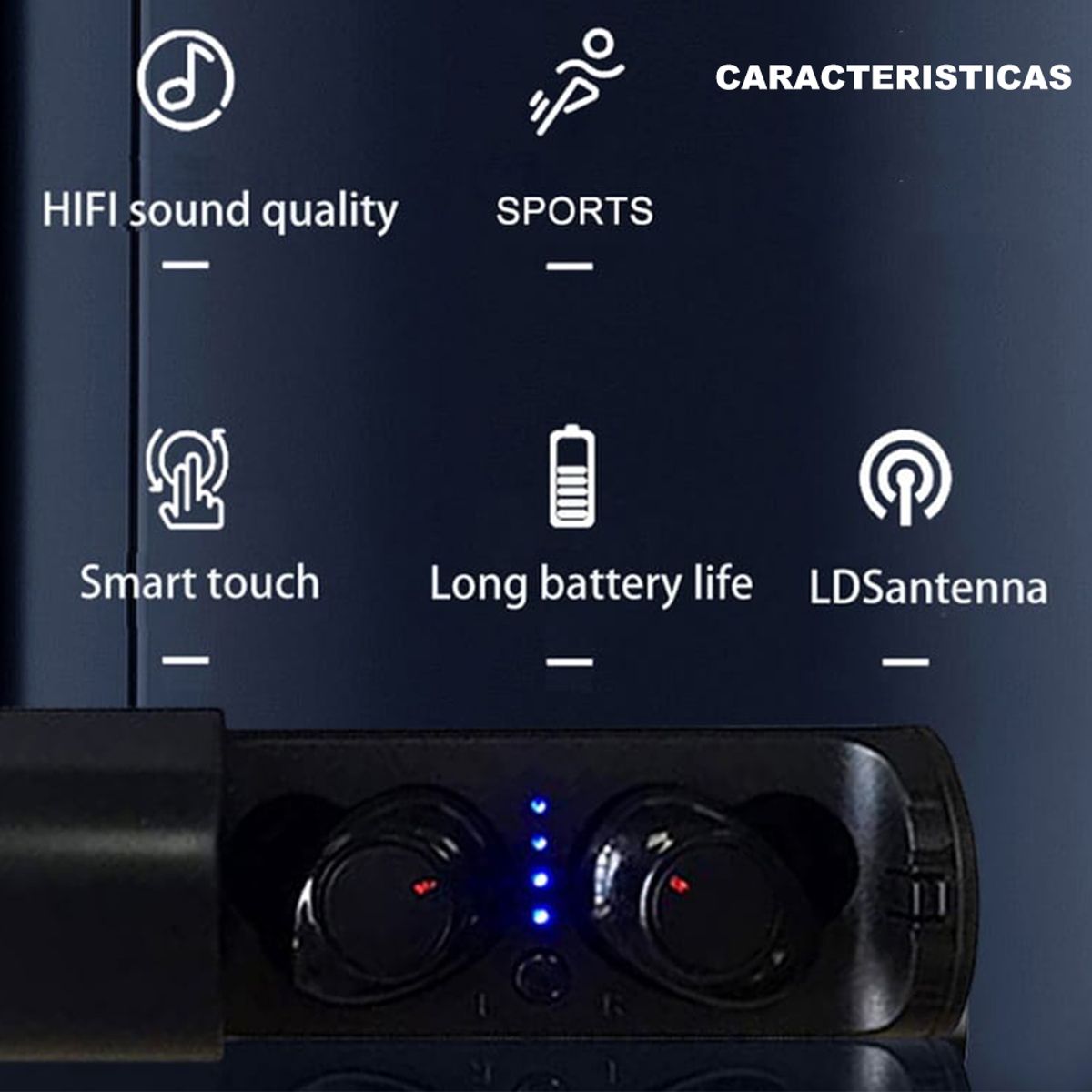 DREIZT - Audífonos True Wireless Bluetooth 5.0 Profesionales estuche Largo