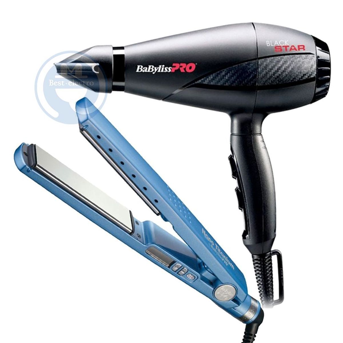 BABYLISS PRO - Combo Babylis Alisadora Nano Titanium BNT4091TPE y Secador Black Star