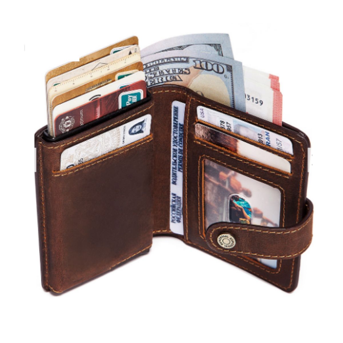 ARMUZ - Billetera de cuero genuino con RFId Unisex