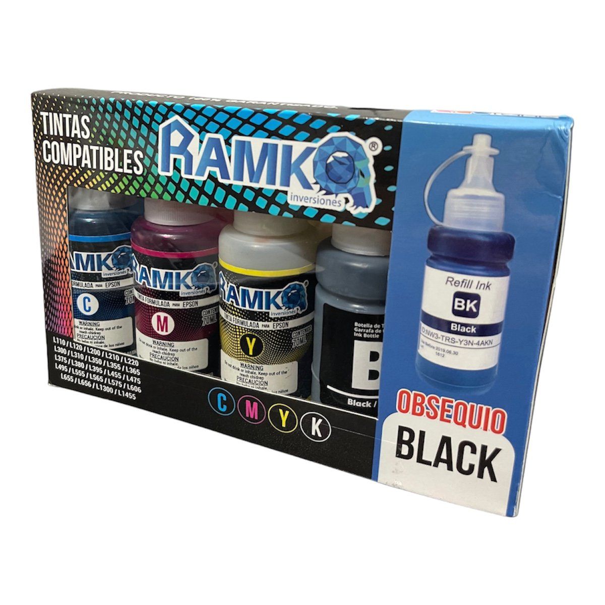 RAMKO - Pack de tintas compatibles ramko T664 4 más 1 gratis 70ml