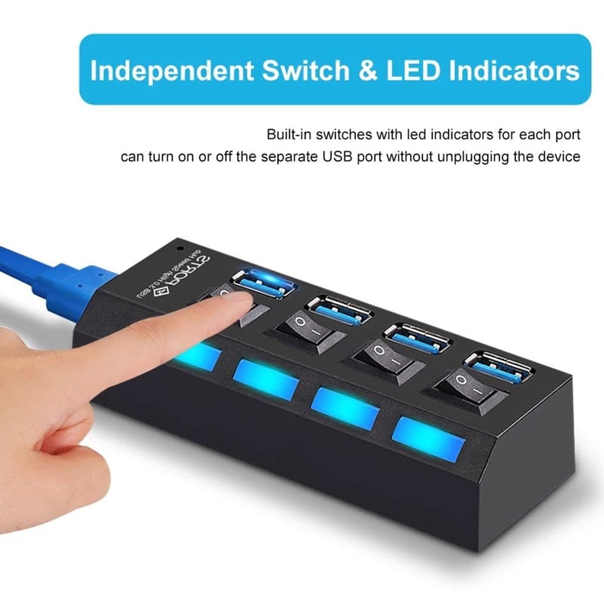 RAMKO - Hub usb 3.0  con 4 puertos