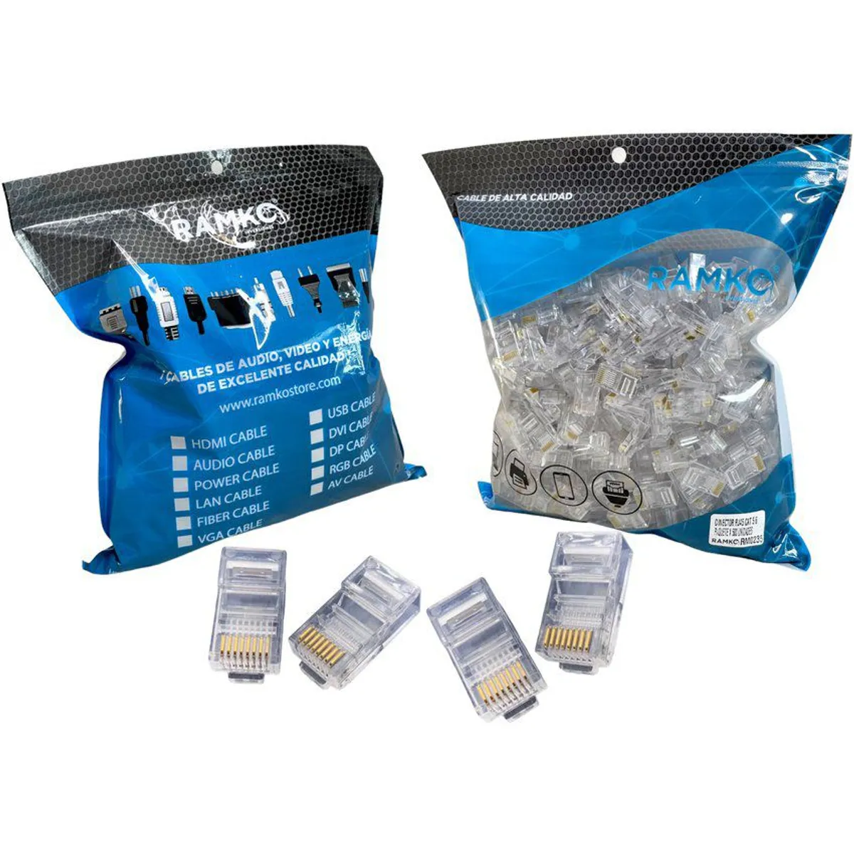 RAMKO - Conectores rj45 paquetes de 100 unidades