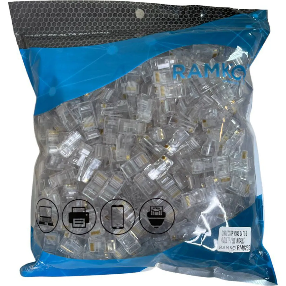 RAMKO - Conectores rj45 paquetes de 100 unidades