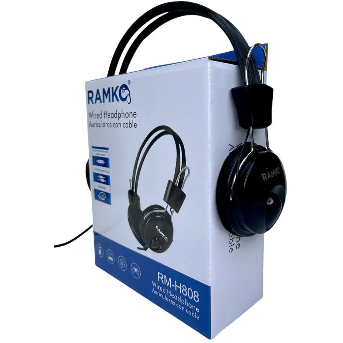 RAMKO - Audífonos vincha con micrófono control volumen ramko rm-h808 negro
