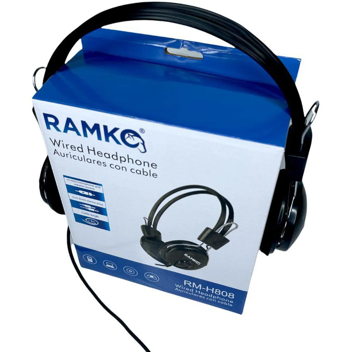 RAMKO - Audífonos vincha con micrófono control volumen ramko rm-h808 negro