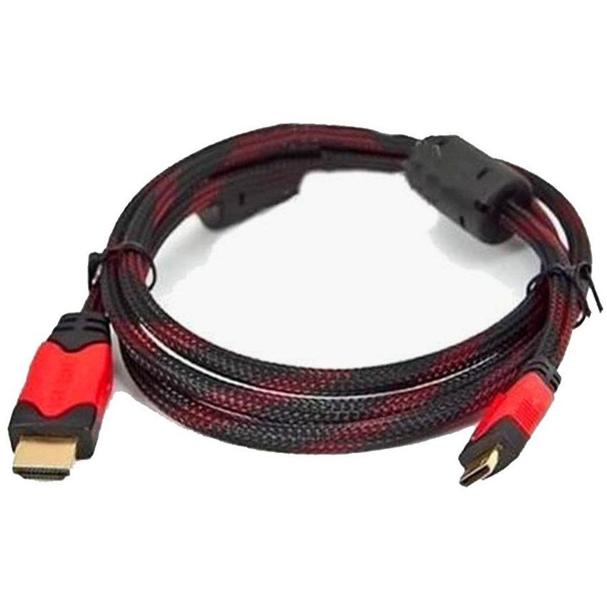 RAMKO - Cable hdmi 1.5 metros con filtro  hd  v1.4 enmallado negro con rojo