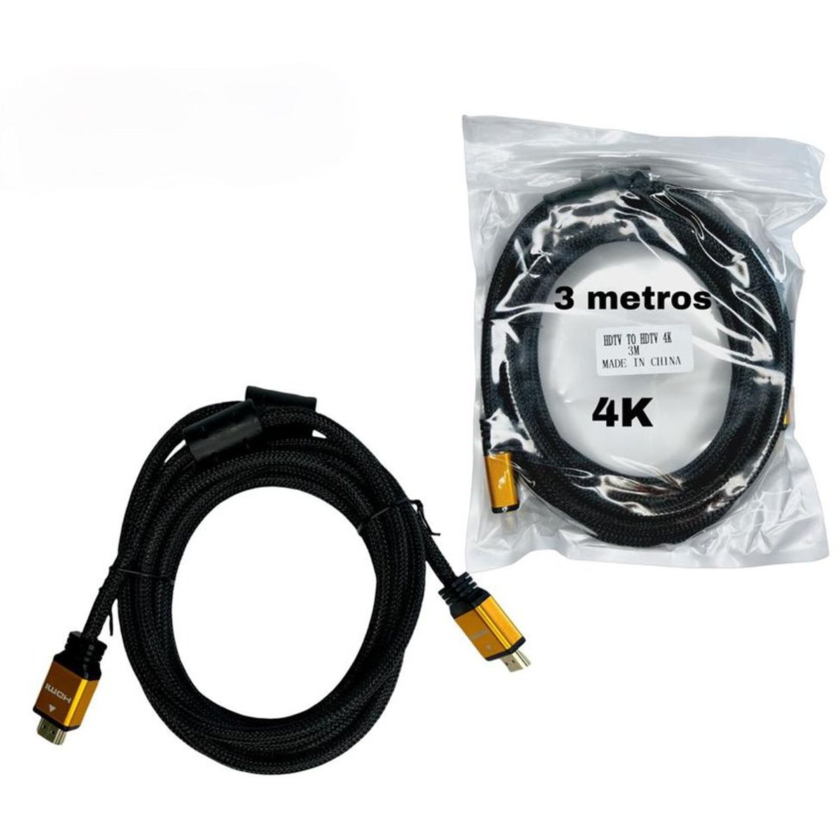 RAMKO - Cable hdmi 2.0 4k enchapado en oro enmallado nylon ramko negro