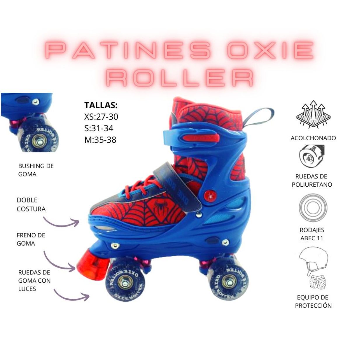 GENERICO - PATINES PARA NIÑOS DE 4 RUEDAS REGULABLE TALLA M