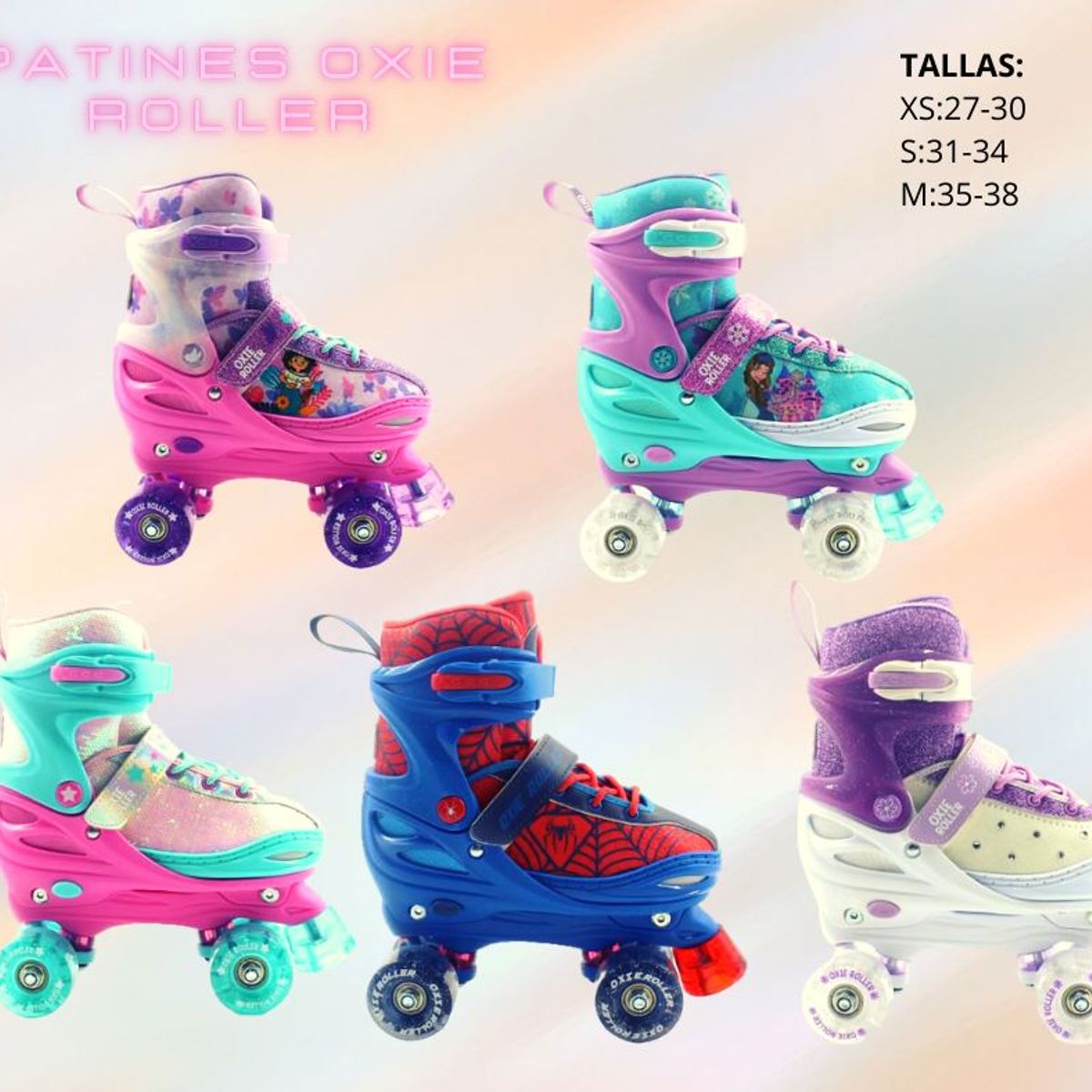 GENERICO - PATINES PARA NIÑAS NIEVE  DE 4 RUEDAS REGULABLE TALLA S