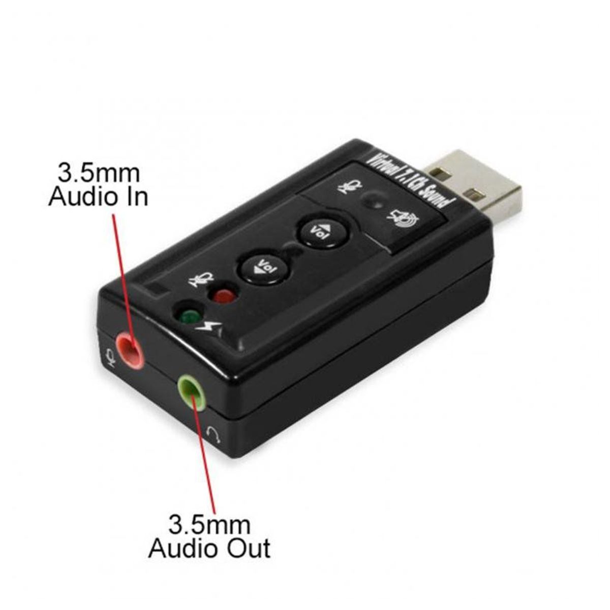 GENERICO - Tarjeta de sonido usb 7.1 audio 3d microfono externo