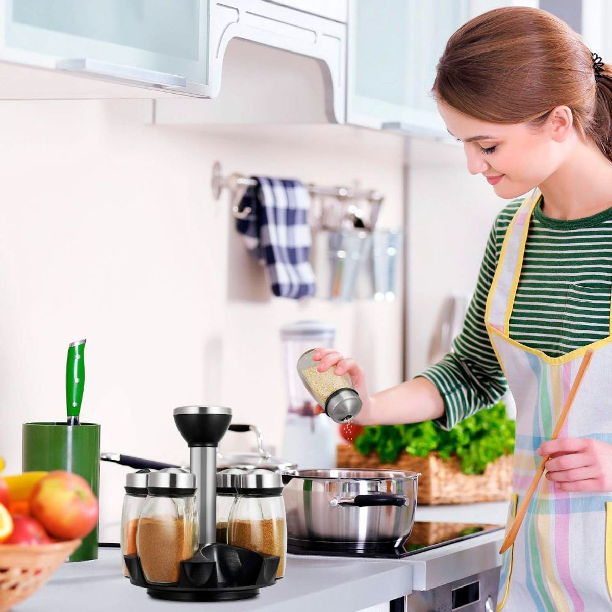 GENERICO - Repisa Organizador Bandeja con Cajón Cocina Y Condimentero 7 pzs