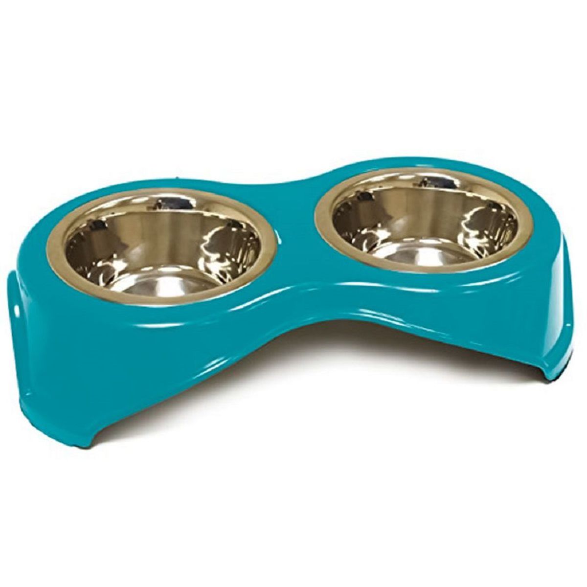 CROCI - Comedero para Mascotas doble de acero - Turquesa