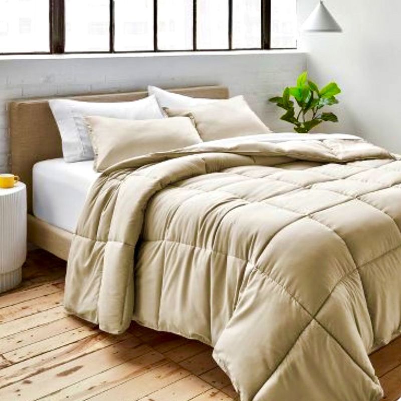 ISATEX HOME - EDREDÓN BEIGE PREMIUM DE ALGODÓN PIMA 2 PLAZAS