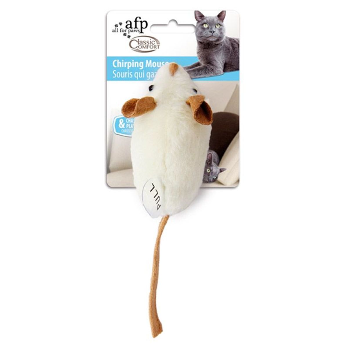 ALL FOR PAWS - Juguete para gatos - Ratón juguetón con sonido - Blanco