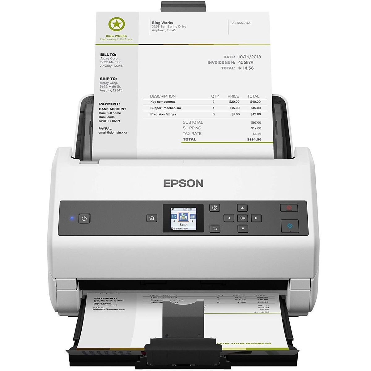 EPSON - Escáner Epson WorkForce DS-870, 600dpi, 65 ppm / 130 ipm, ADF.
