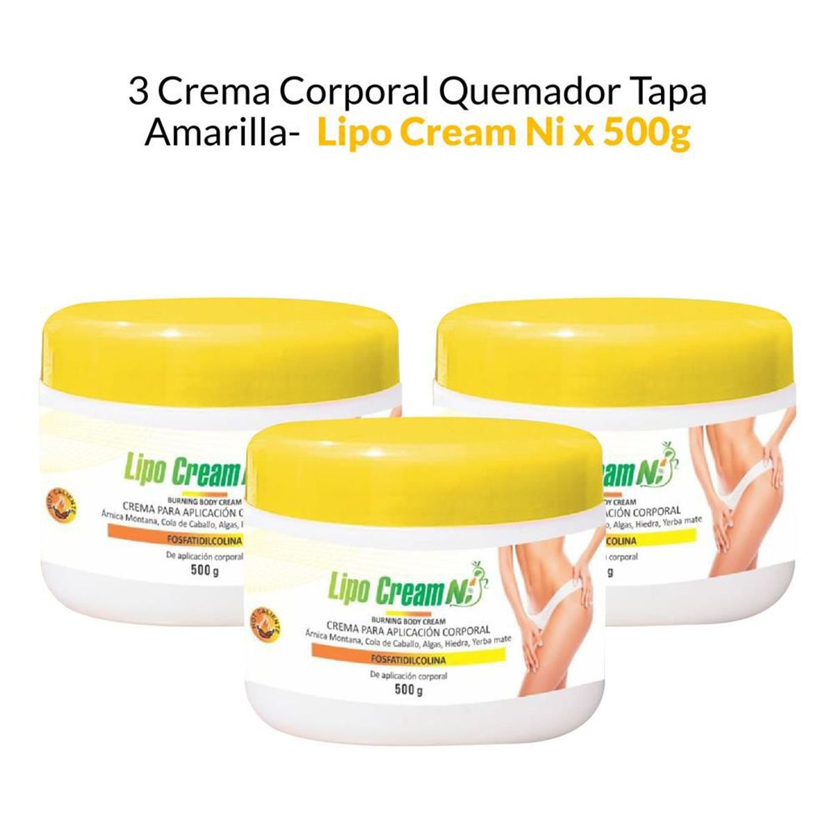 GENERICO - 3 Cremas reductora Lipo Cream - Tapa Amarilla.