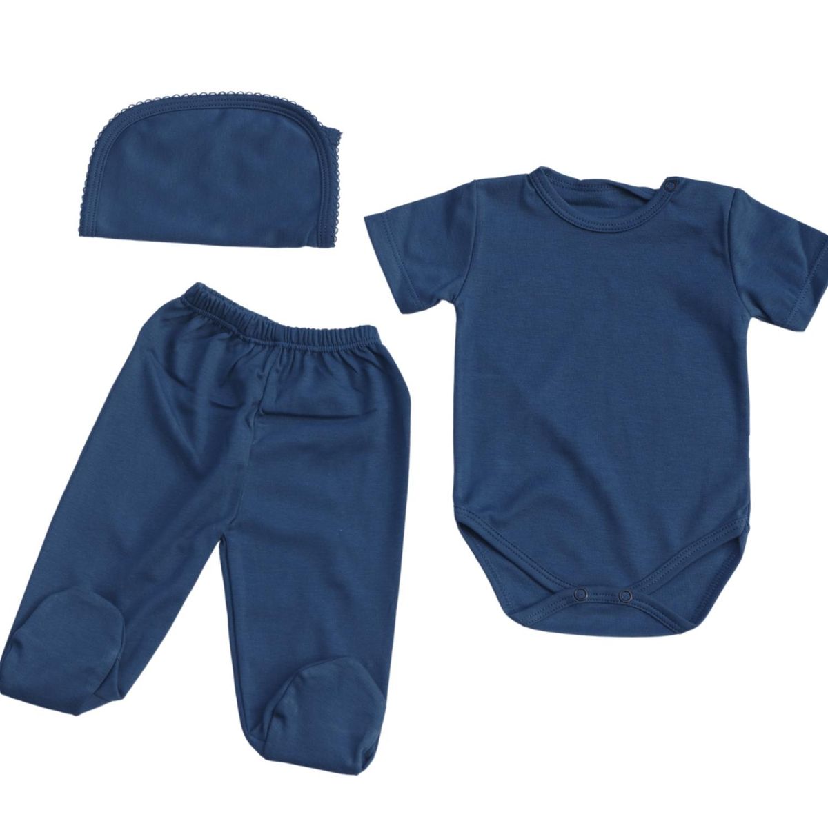GENERICO - Set Ajuar Bebe - 3 piezas de 100% Algodón Azul Noche