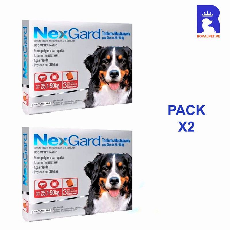 NEXGARD - NEXGARD 25 A 50 KG X3 TABLETAS PACK X2 CAJAS