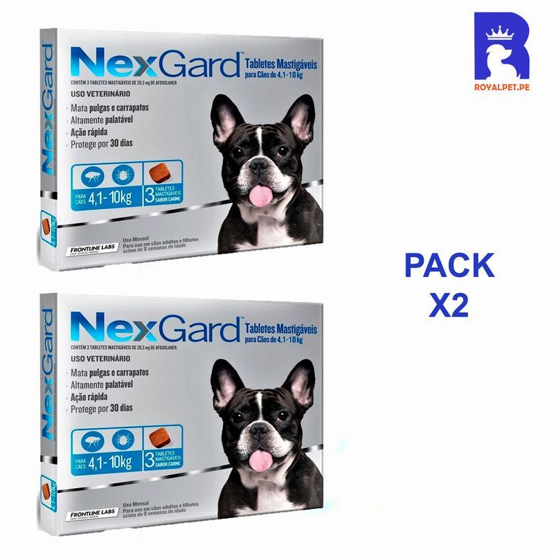 NEXGARD - ANTIPULGAS NEXGARD 4 A 10 KG X3 TABLETAS PACK 2 CAJAS