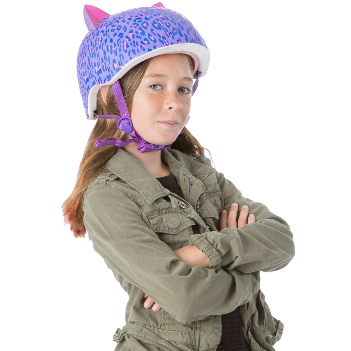 RASKULLZ - Casco de bicicleta - Leopard Kitty Pur - Certificado Talla M