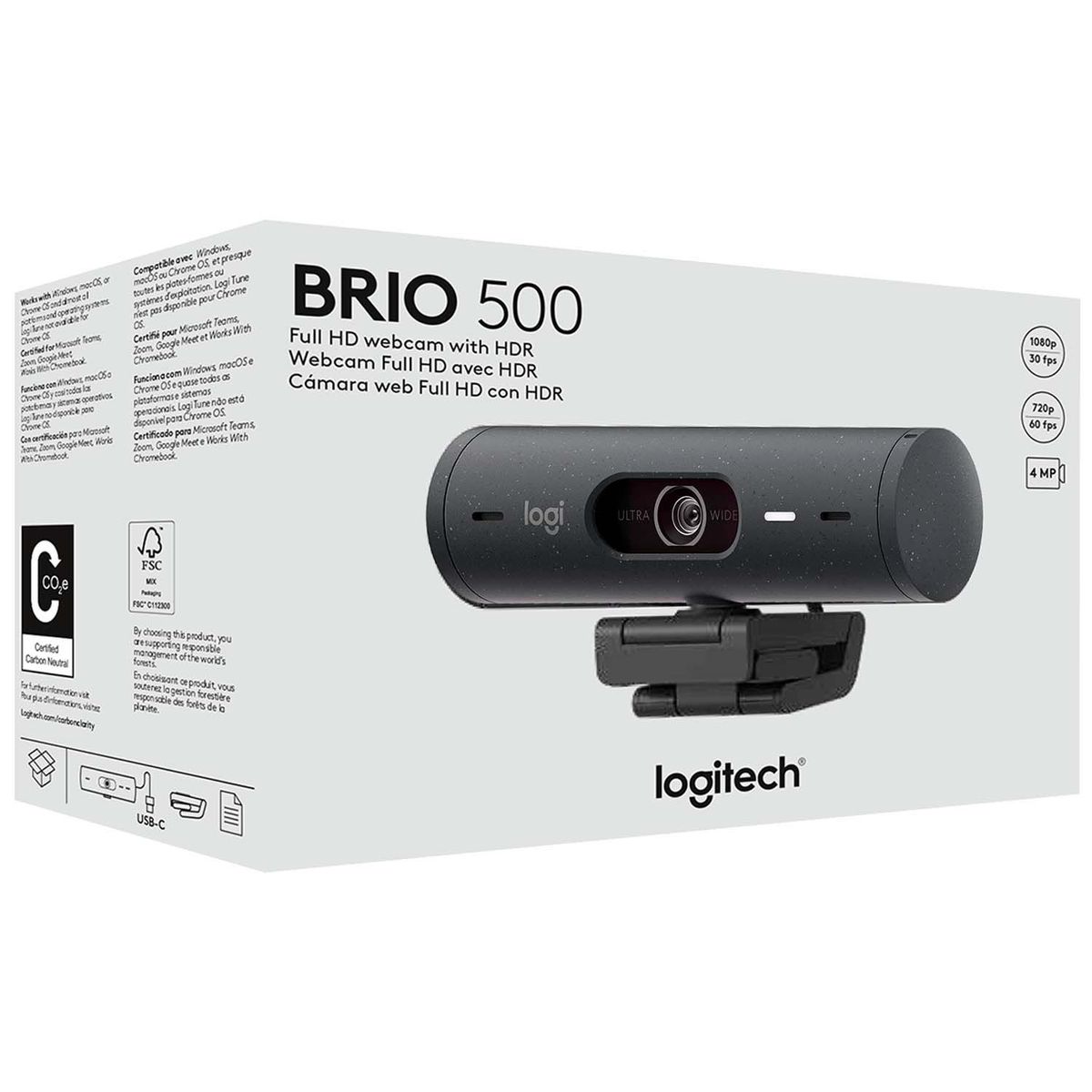 LOGITECH - Webcam Logitech Brio 500 Full HD 1080p Negro