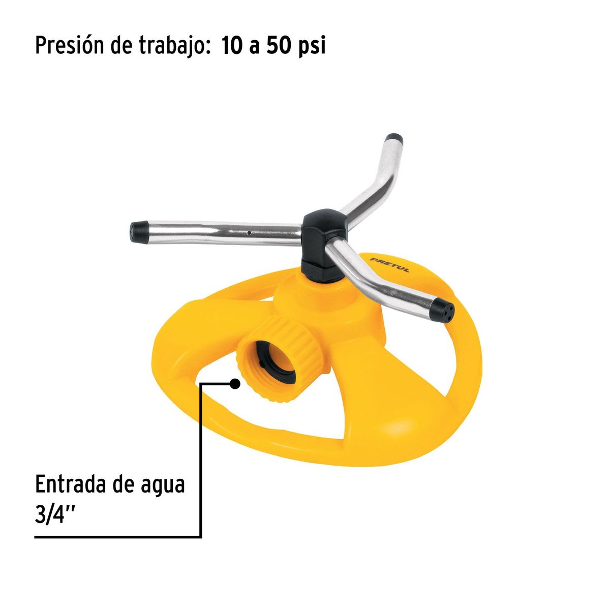 PRETUL - Aspersor plástico con 3 brazos de aluminio Pretul