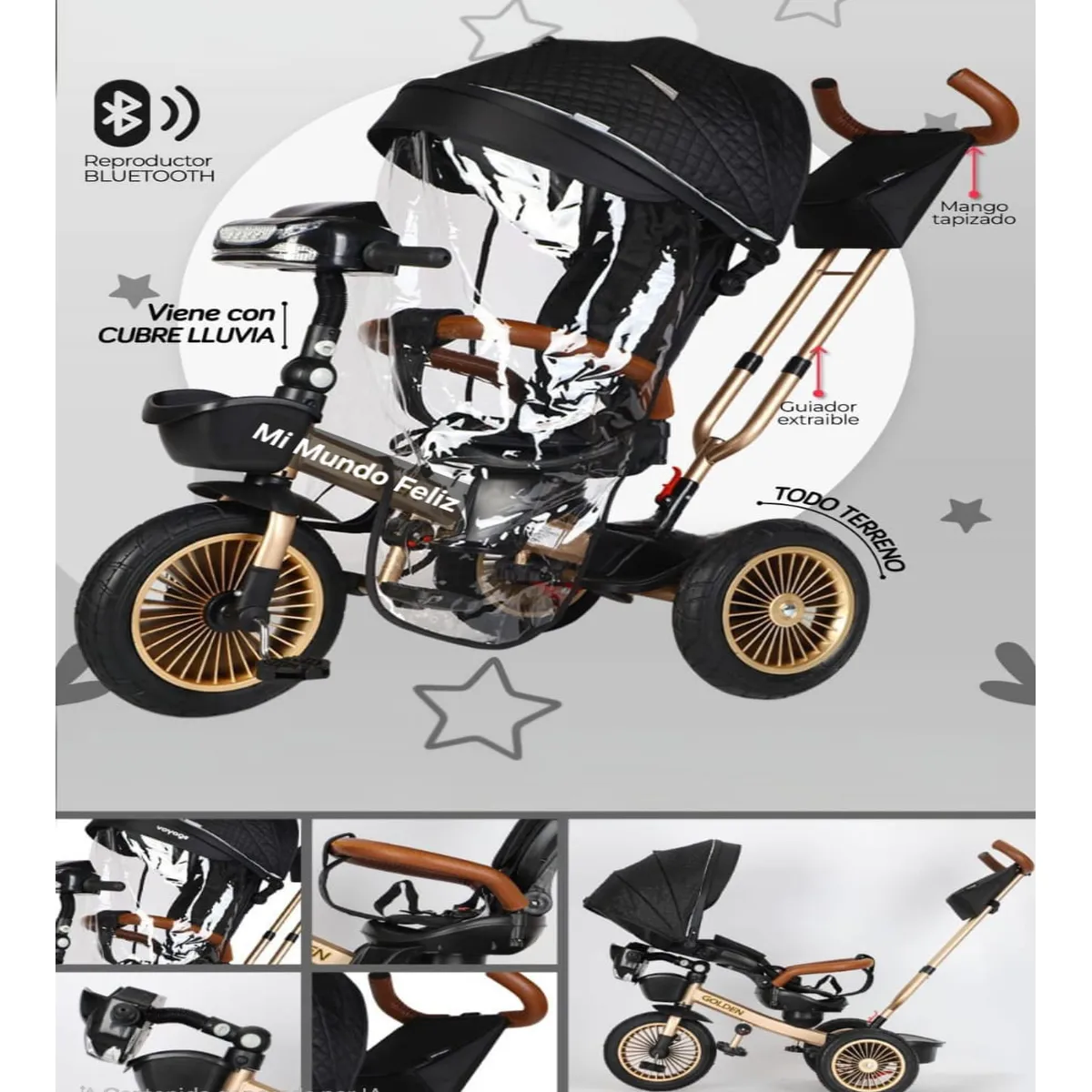 BABY - Triciclo para Niños Asiento Giratorio New Golden B