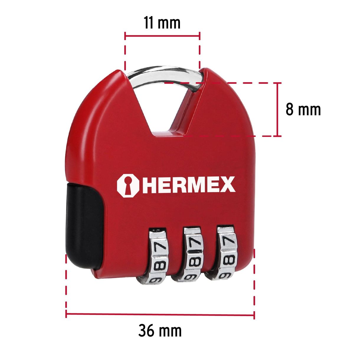 HERMEX - Candado maletero de combinación 36 mm blíster Hermex