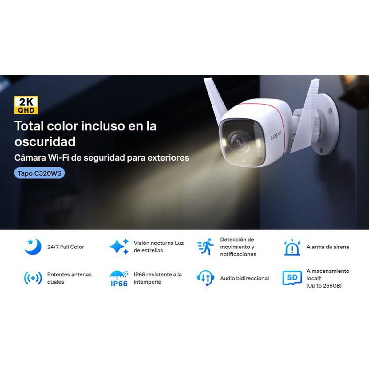 TP LINK - Tapo c320ws 3mp 2k cámara wi-fi de vigilancia exteriores  tp-link