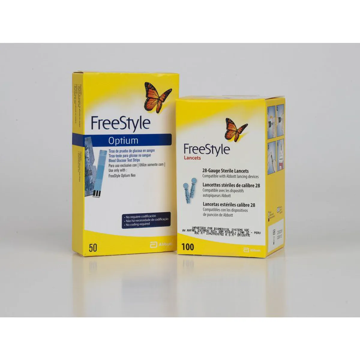 ABBOTT - Pack tiras reactivas caja x50 und + caja x100 und lancetas freestyle
