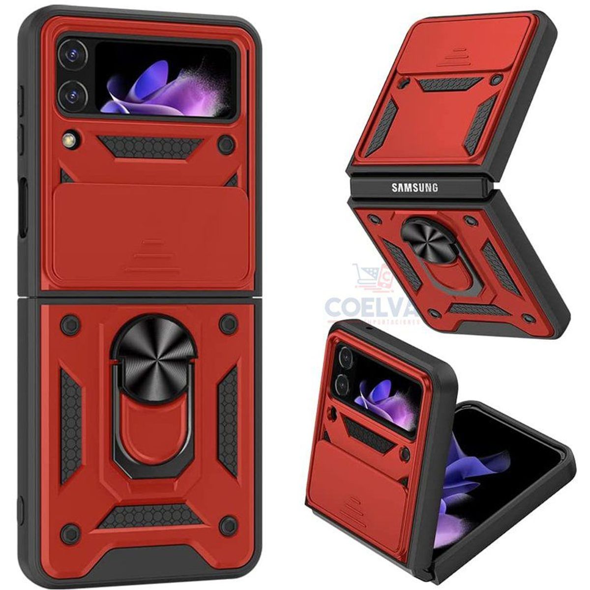 CASE - Case premium samsung galaxy z flip 3 anticaídas parante y cubre cámara