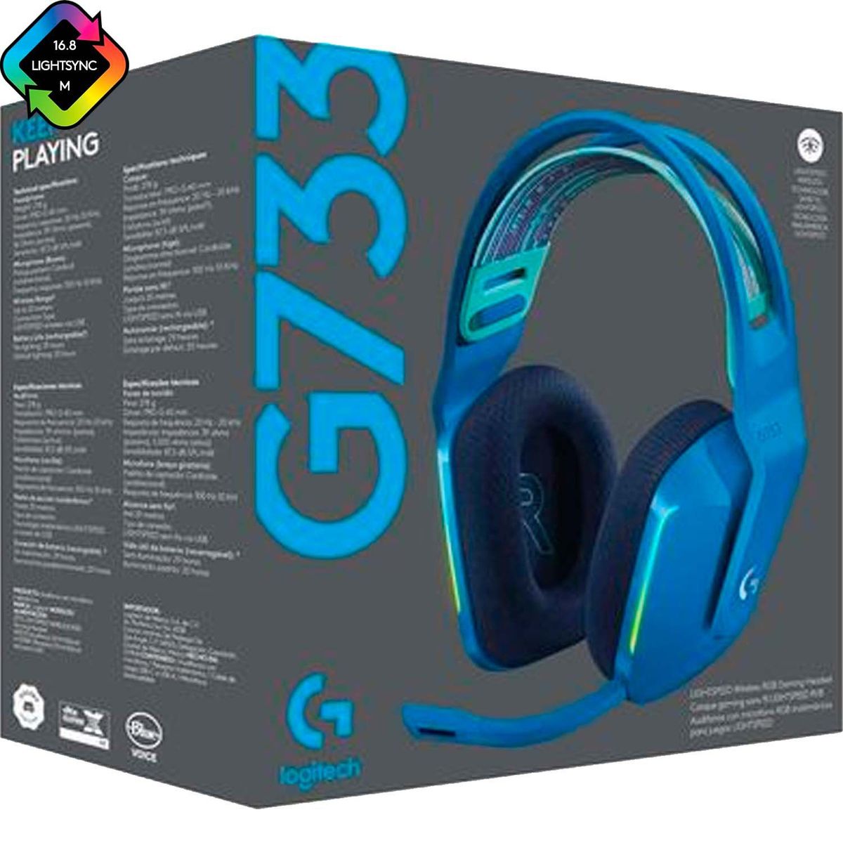 LOGITECH - Audifonos c/ Microfono Logitech Gamer G733 RGB 7.1 Blue Voice Azul