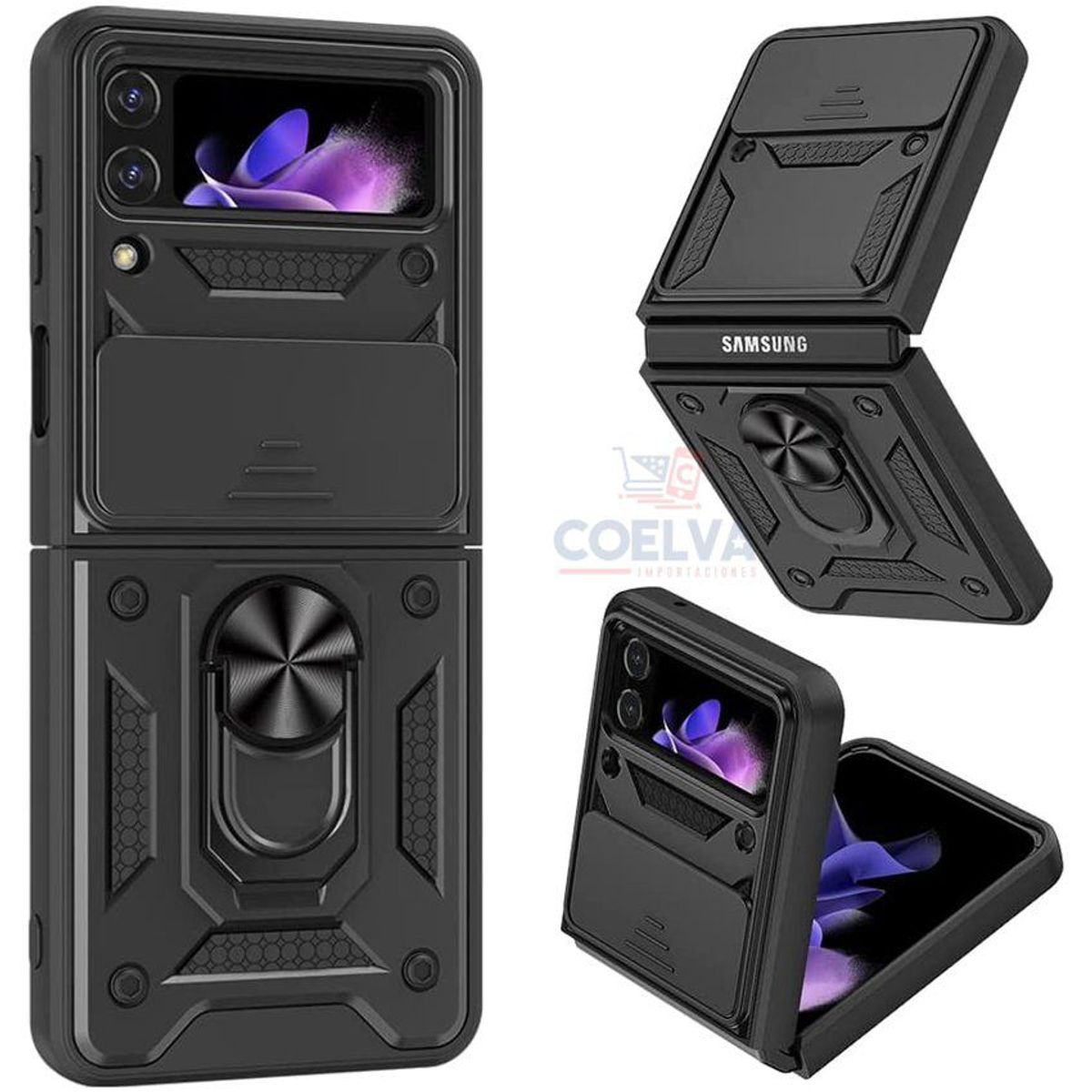 CASE - Case premium samsung galaxy z flip 3 anticaídas parante y cubre cámara