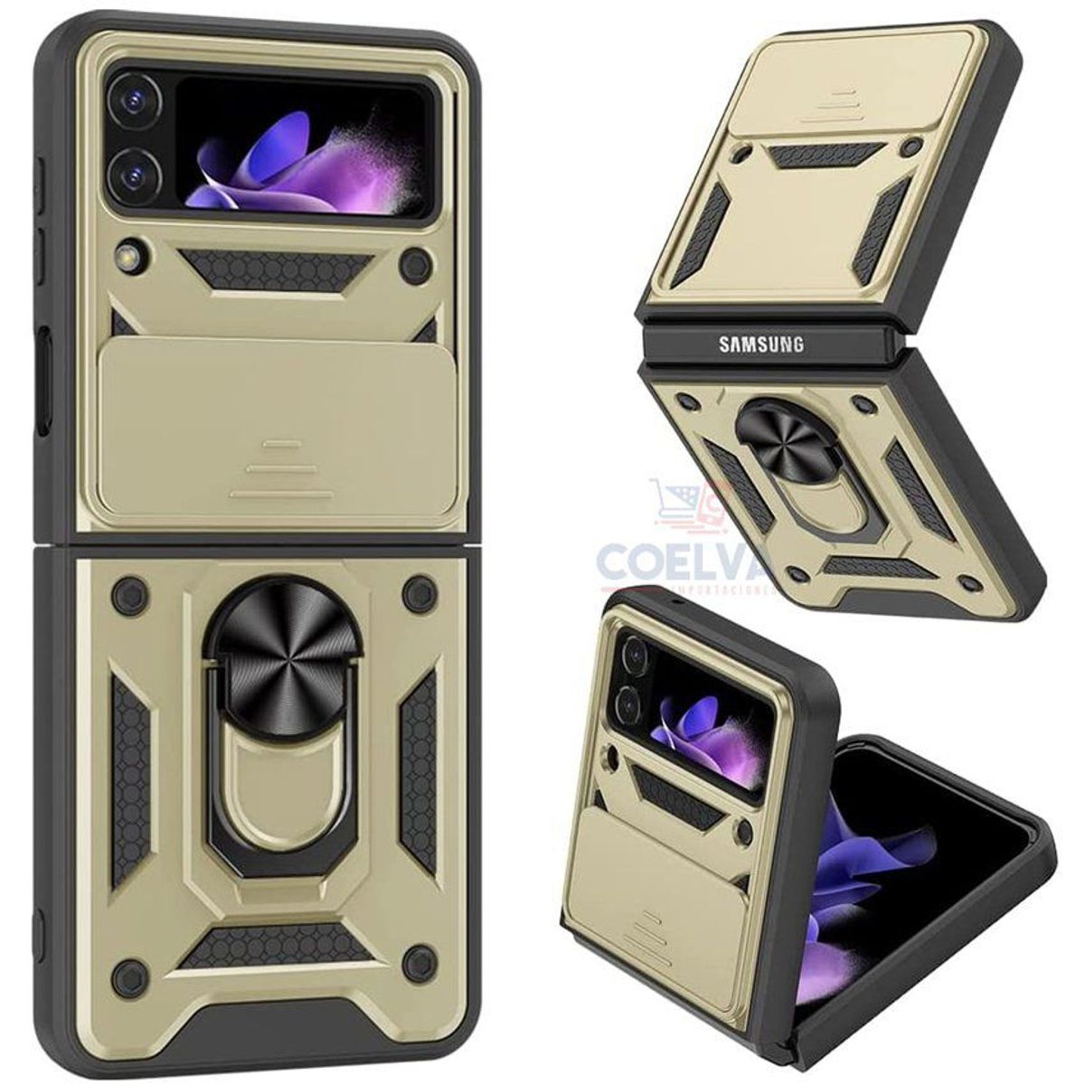 CASE - Case premium samsung galaxy z flip 3 anticaídas parante y cubre cámara