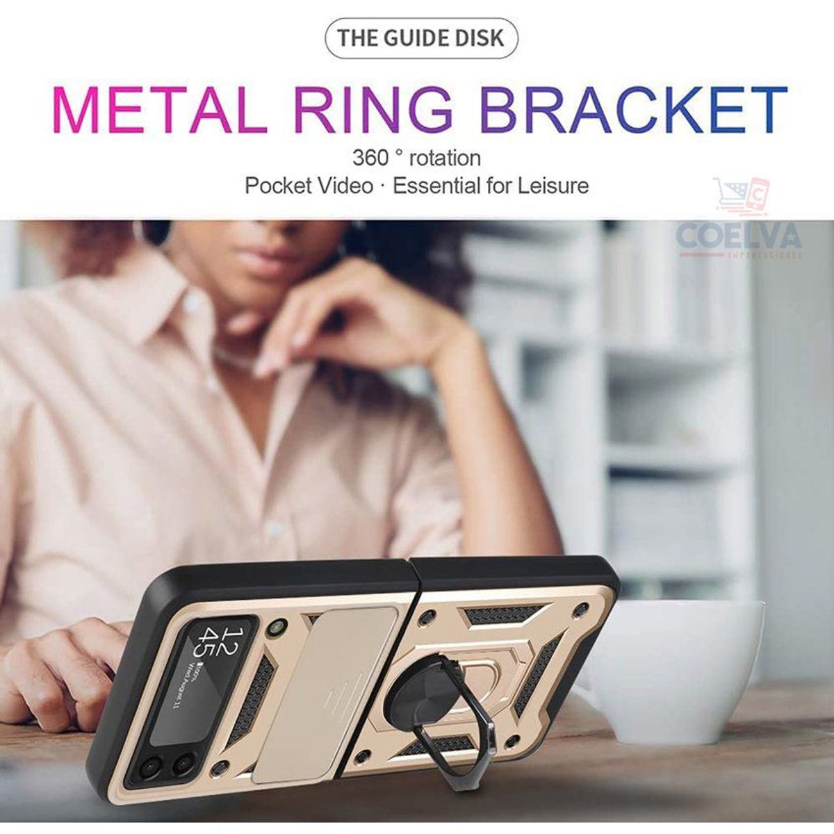 CASE - Case premium samsung galaxy z flip 3 anticaídas parante y cubre cámara