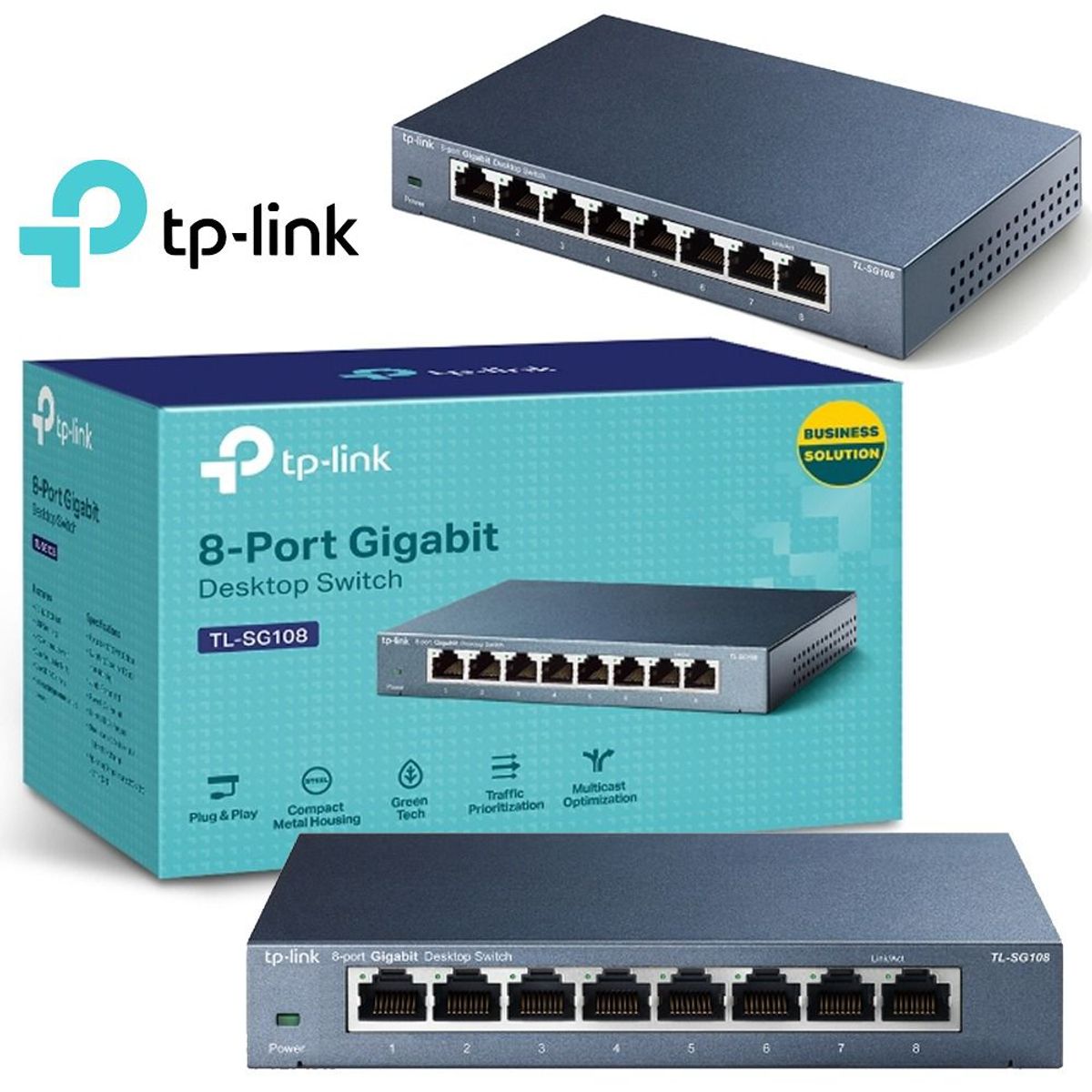 TP LINK - Switch 8 Puertos Tp-link TL-SG108 10/100/1000mbps rj45 lan GIGABIT