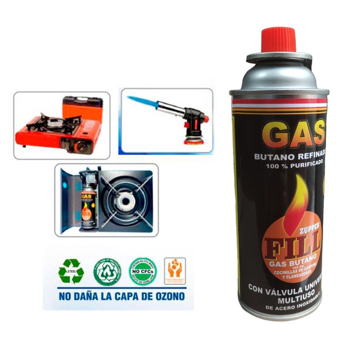 GENERICO - Gas Butano Ultra Refinado valvula universal cocinillas